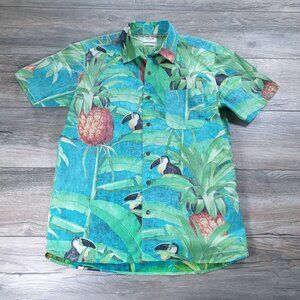 Hurley Men Hawaiian Shirt Classic Fit Medium Tropical Print Short Sleeve Skater